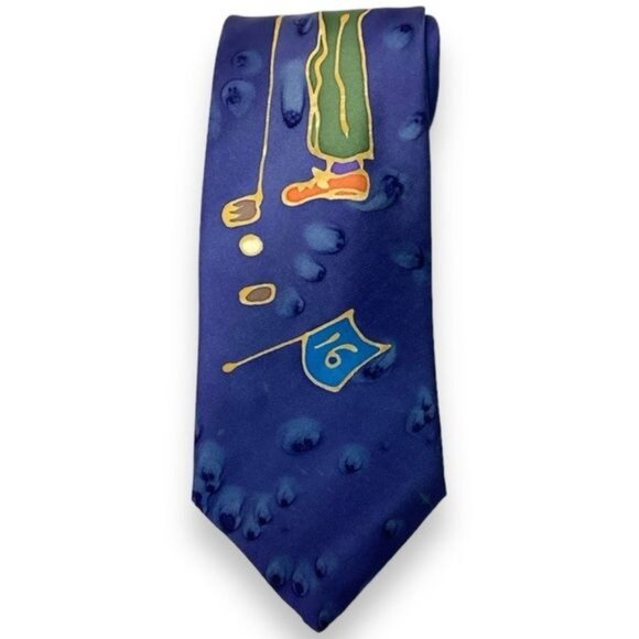 Silkvine Mens Novelty Golfing Hand Painted Necktie, Made in Ireland - Picture 3 of 7